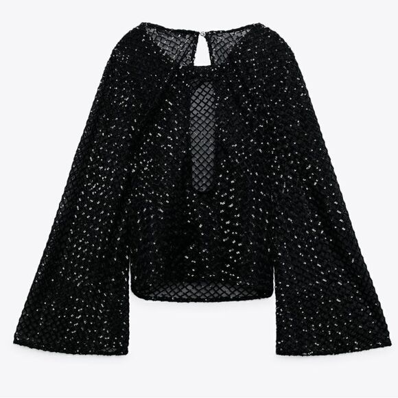 ZARA SEQUIN MESH TOP - Picture 8 of 10